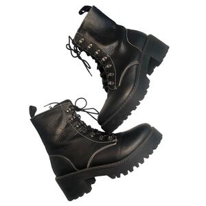 Madden Girl Hawke Black Lace Up Ankle Combat Boots Women's 11